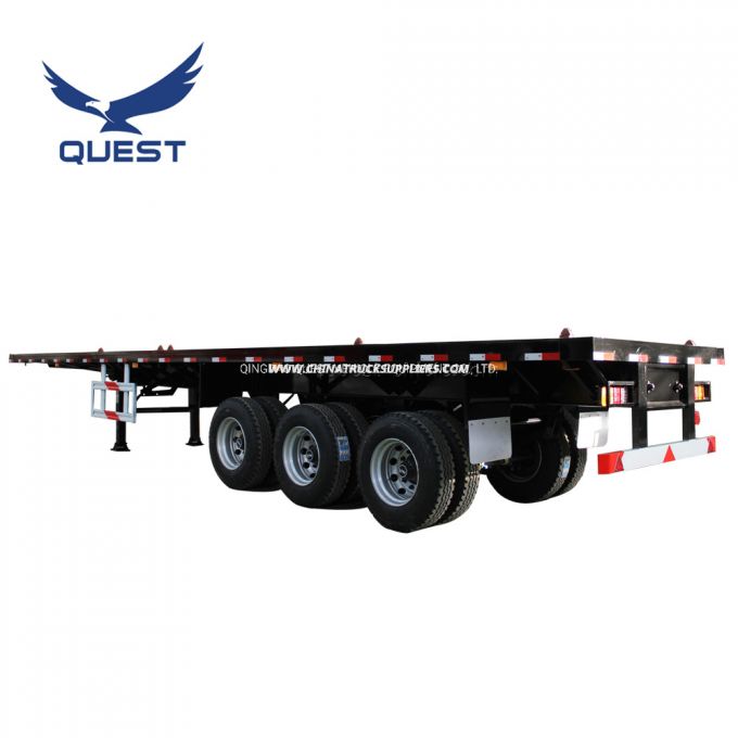 Quest 40FT Container Tri-Axle Flatbed Trailer Heavy Truck Trailer 