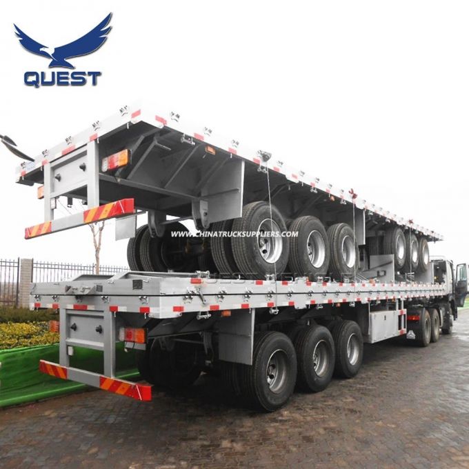 40 Feet Spring Suspension Flatbed Container Transportation Semi Trailer 