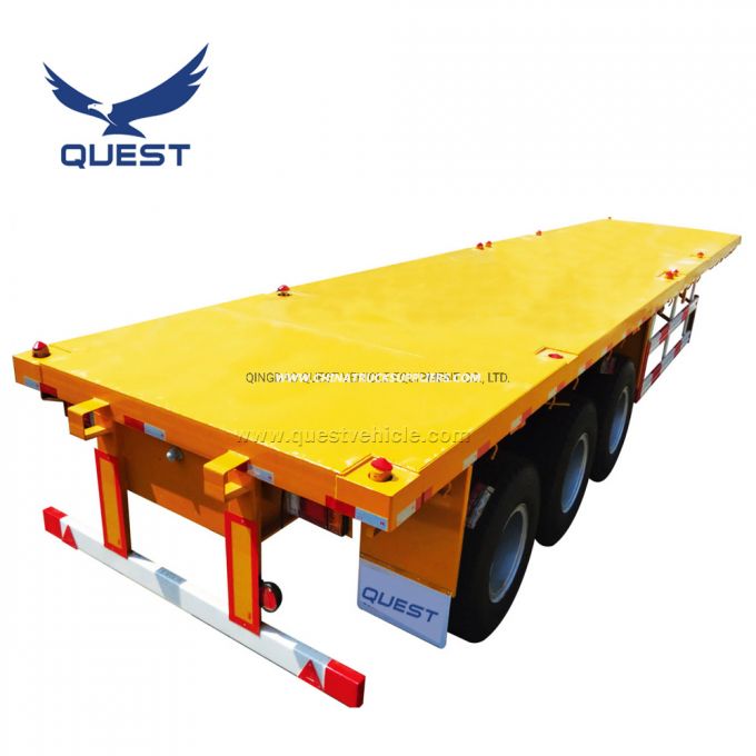 Steel Material 40FT Truck Trailer Used Flat Deck Semi Trailer Images 1