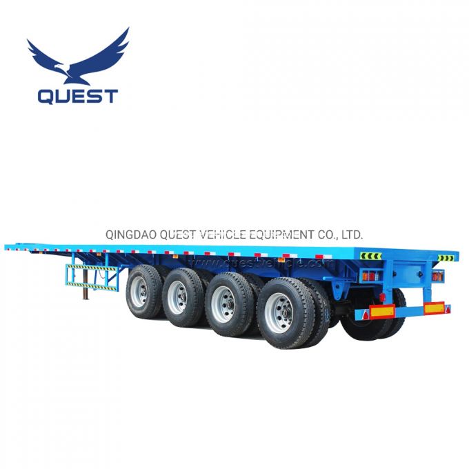 Quest 4 Axles 40FT 45FT 80tons Flatbed Container Semi Trailer Images 1