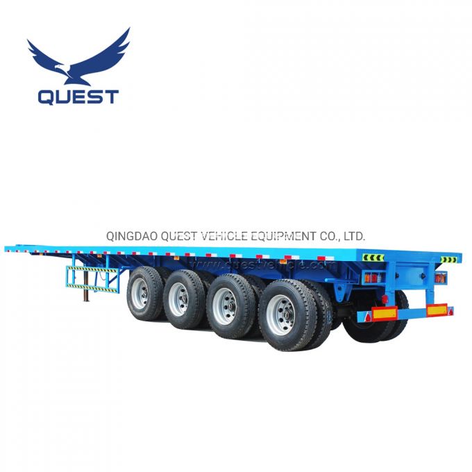 Quest 4 Axles 40FT 45FT 80tons Flatbed Container Semi Trailer 