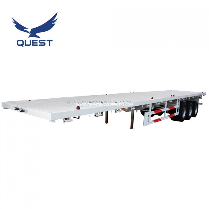 3axle 40FT 20FT Used Container Flatbed Truck Trailer for Sale Images 1