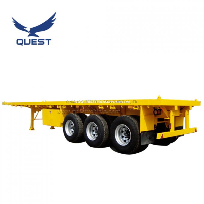 Quest Tri Axle Flatbed 40FT Container Semi Trailer for Sale Images 1