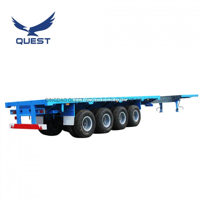 Quest 4 Axles 40FT 45FT Extendable Flatbed Container Semi Trailers 