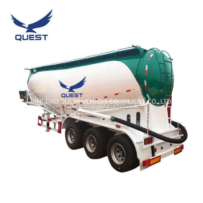 Quest Manufacturer 55ton Compressor Pneumatic Cement Bulker Tanker Truck Trailer 