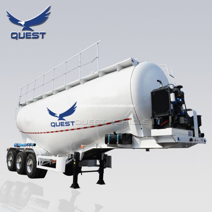 Quest 3axles 45cbm Powder Bulk Cement Tank Semi Trailer 