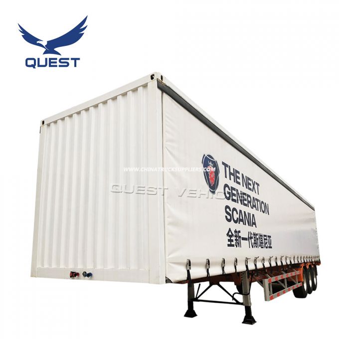 Quest Trailer Tarpaulin Covered 3 Axles Curtain Side Semi Trailer 