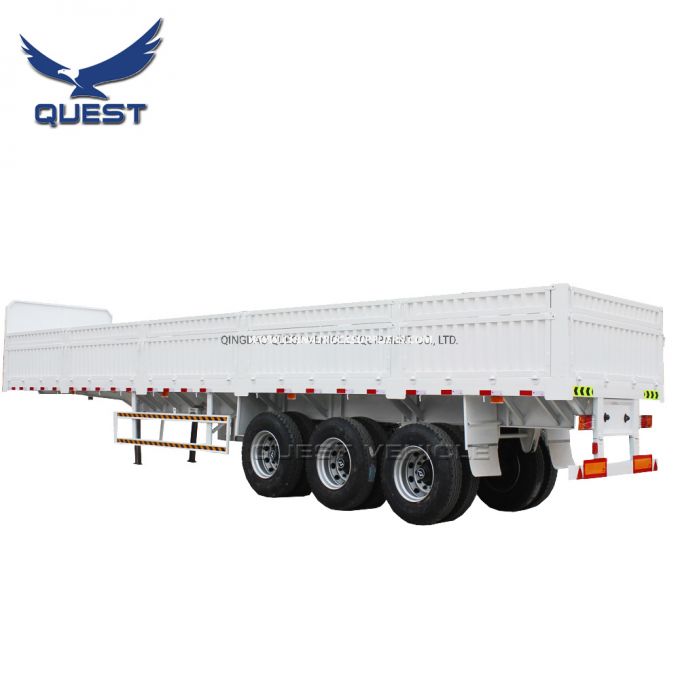 3 Axles Platform Side Wall Flatbed Semi Trailer with panel Images 1