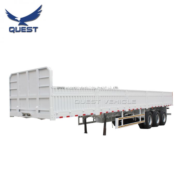 Low Price 40FT 3axle Flatbed Side Panel Cargo Semi Trailer 