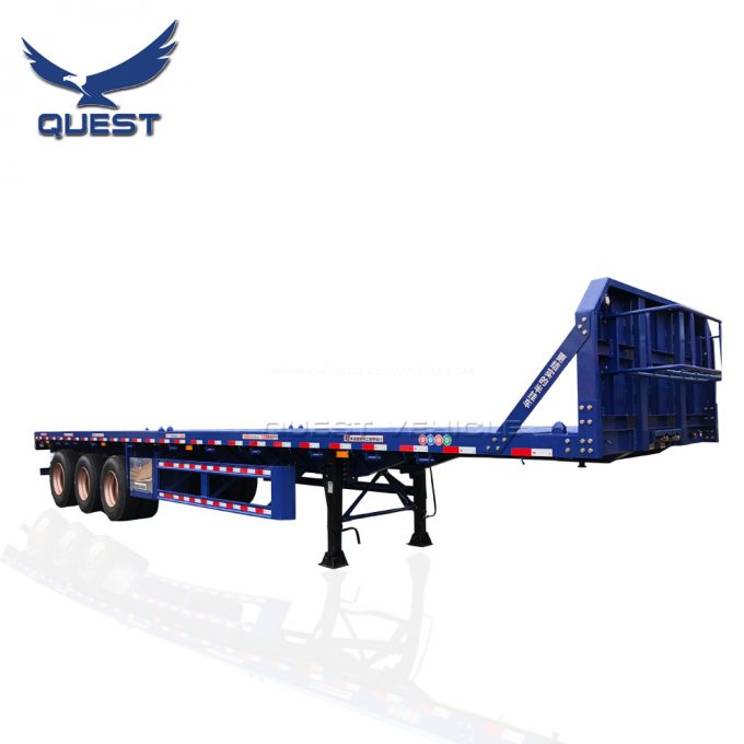 3 Axles 60ton Steel Pipe Transport Flatbed Cargo Semi Trailer 