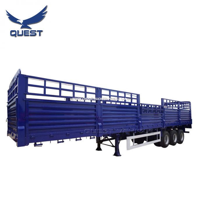 Heavy Duty Trailer Tri-Axle Side Panels Detachable Flatbed Semi Trailer 