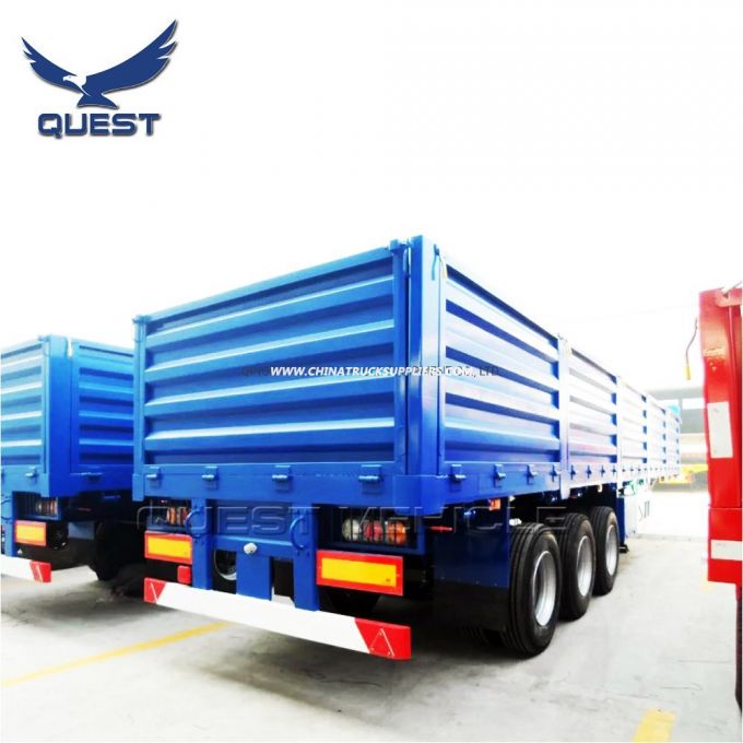 Quest 3 Axle 40FT Side Wall Flatbed Container Cargo Trailer 