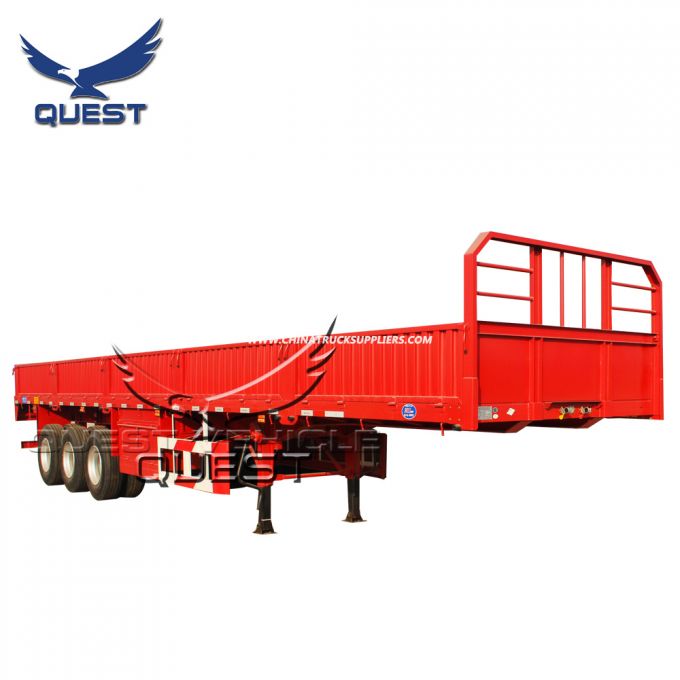 Quest 3 Axles 40tons 50t Side Wall Cargo Semi Trailer 