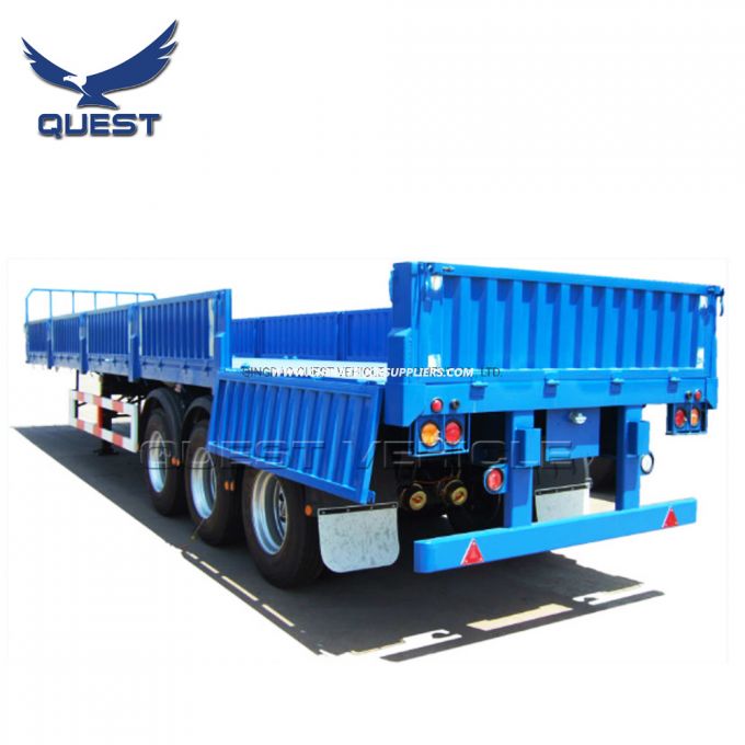 40FT Bulk Cargo Transport 3 Axle Flatbed Sidewall Semi Trailers 