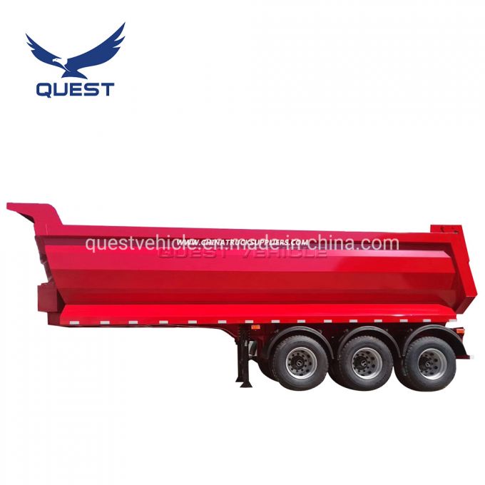 3-Axle Hydraulic Rear Tipping Trailer Dump Semi-Trailer 