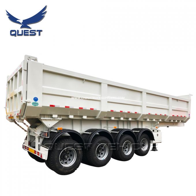 Quest 4 Axles 40cbm 80 Tons End Dump Truck Semi Trailer 