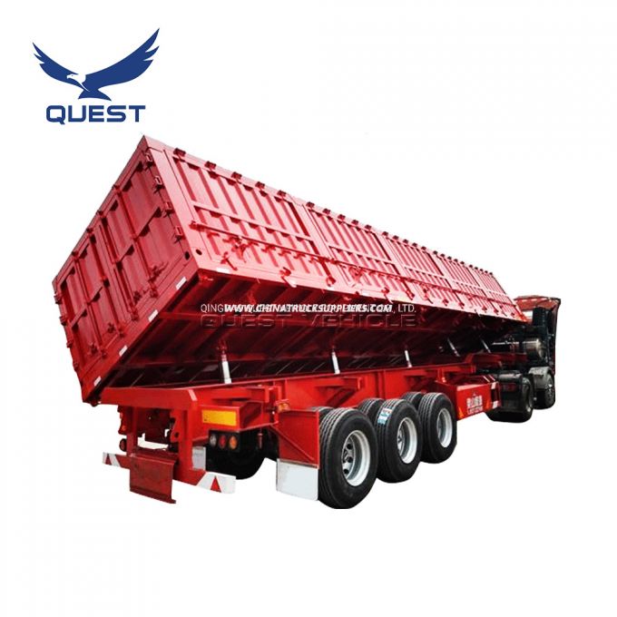 Sand Rocks Use Hydraulic Side Tipper Dump Truck Semi Trailer 