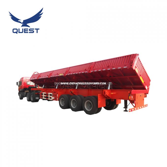 3 Axles Side Tipper Dump Trailer Sidewall Bulk Cargo Semitrailer 