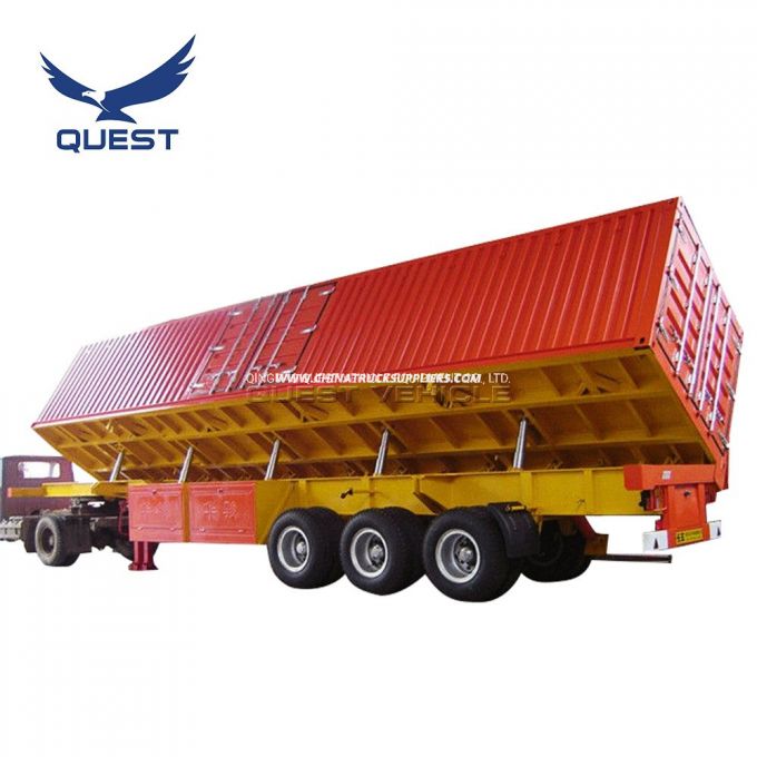 80ton Coal Transport Side Tipper Side Dump Semi Trailer 