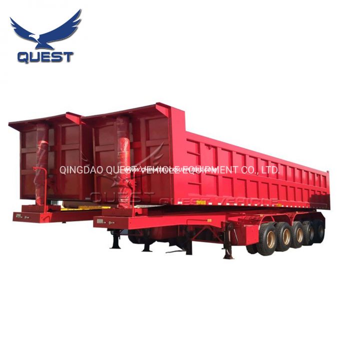 5 Axles 50cbm Dump Semi Trailer Bulk Cargo Transporter Trailer 