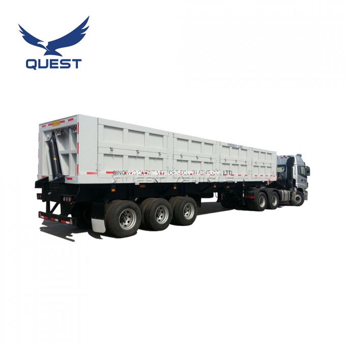 3axles 70tons Side Loading Dump Tipper Semi Truck Trailer 