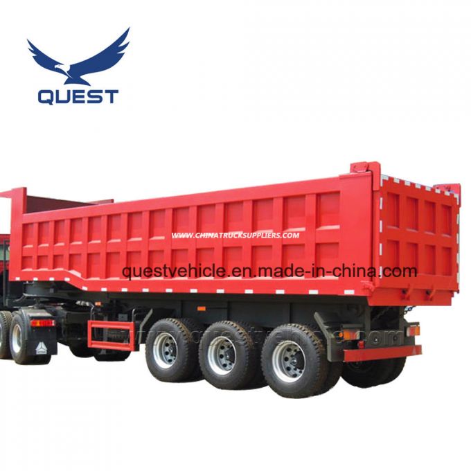 Quest 3axles 30cbm-50cbm Rear Dump Truck Tipper Semi Trailer 