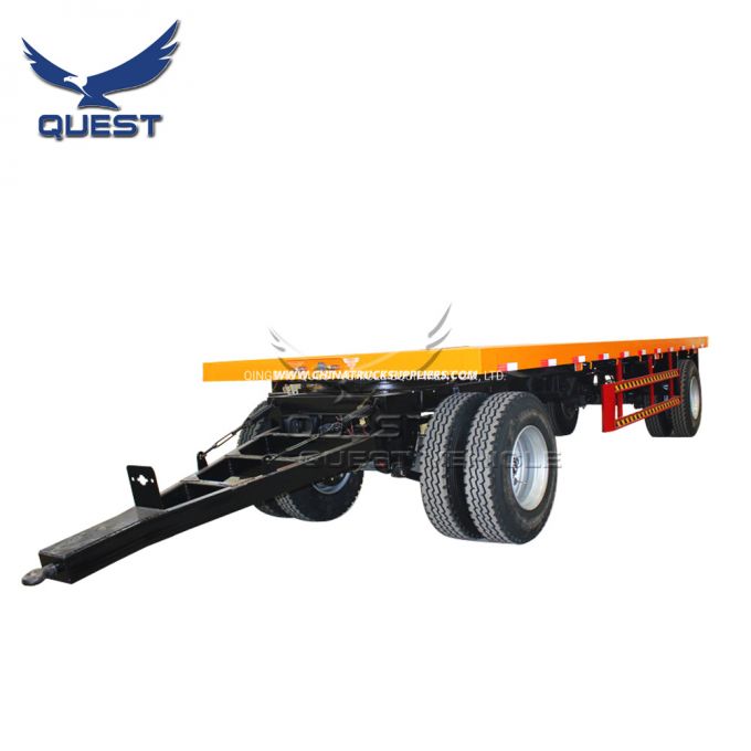 2 Axle 20FT Flatbed Full Trailer Draw Bar Trailers Images 1
