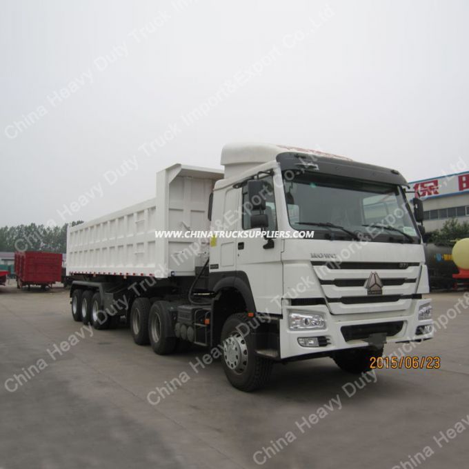 Diesel Engines 420horsepower HOWO Tractor with 3 Axles Tipper Semi-Trailer Images 1