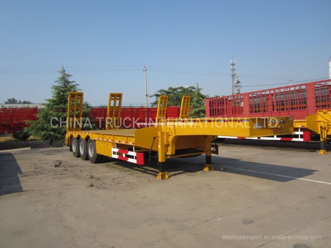 China Lowboy Lowbed 3 Axle 80 Ton Heavy Duty Gooseneck Semi Trailers for Excavator Transport 