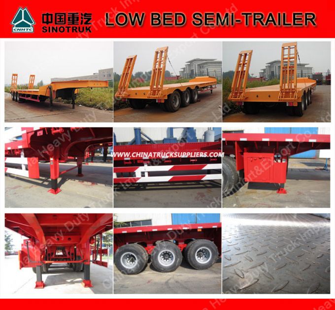 3 Axles Flatbed Trailer for Tractor 60 Tons 