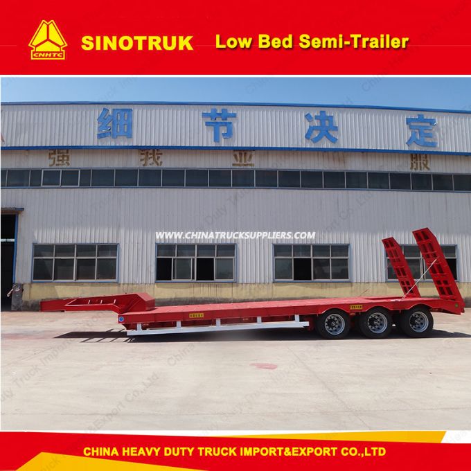 3 Axles 30t-46t Low Bed Semi Trailer Foot Flatbed Trailer Truck Parts 