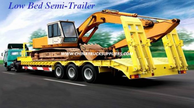 3 Axles 50t 12 Wheelers Low Bed Semi-Trailer for Sale Images 1