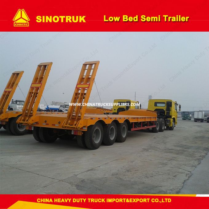 3 Axles Flatbed Container Carrier Low Bed Semi Trailer Truck Trailer 