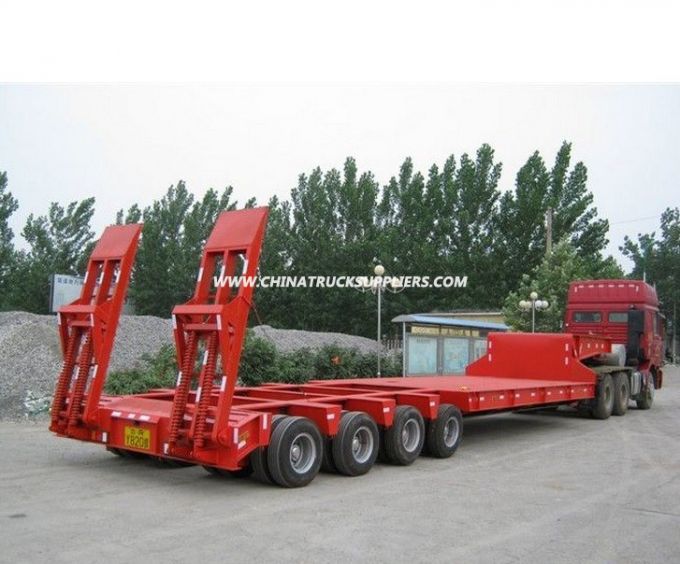 Second Hand 4 Axles Gooseneck Low Bed Semi-Trailer 