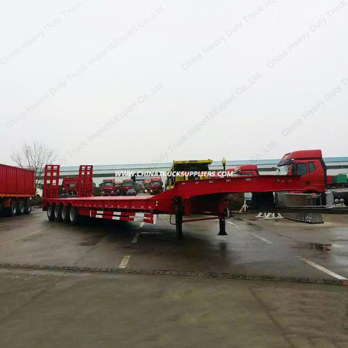 80tons 4 Axles Low Flatbed Semi Trailer Truck 