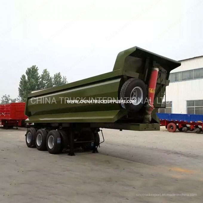 Green Color Hyva Hydraulic Cylinder Bulk Cargo Transportation 3 Axle Tipper Semi Trailer Price 