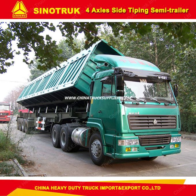 4 Axles Heavy Duty Side Dump/Tipper Semi Trailer for Sale 