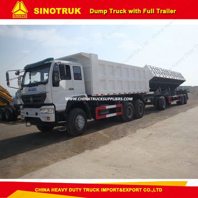 Sinotruk 6X4 Side Dump Truck with Full Trailer 