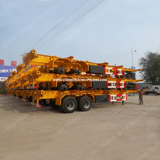 2 Axle 40FT /20FT Flatbed Container Transportation Truck Skeleton Trailer 