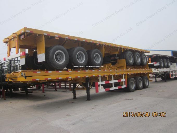 3 Axles 60 Tonnage 40FT Flatbed Semi-Trailer for Container Transport 