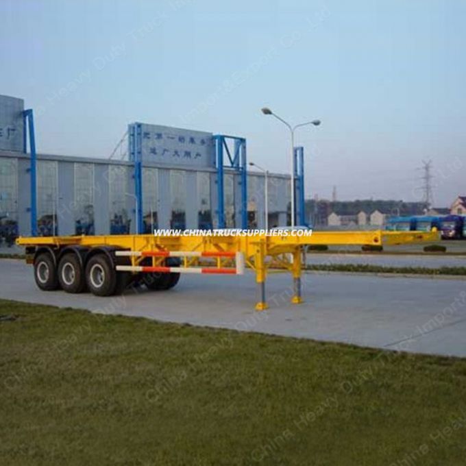 China Supplier 2 Axle Skeleton Container Truck Semi Trailer 40 Feet Flatbed Semi Trailers 