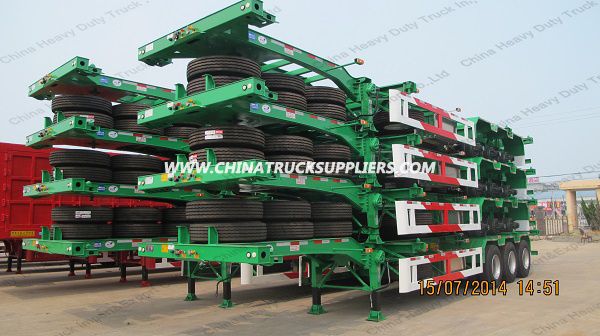 40t Loading Capacity 3 Axle 20 and 40 Feet Skeleton Type Container Semitrailer 