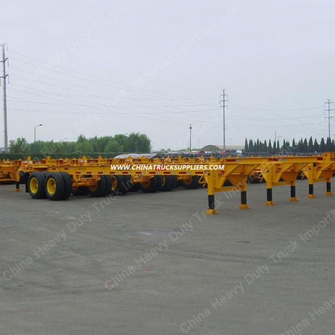 2 3 Axles 20FT 40FT Container Transport Truck Towing Chassis Skeleton Semi Trailer 