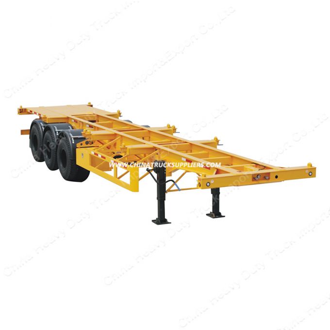 Heavy Duty 40 FT Tri Axle Skeleton Gooseneck Flatbed Container Semi Trailer 