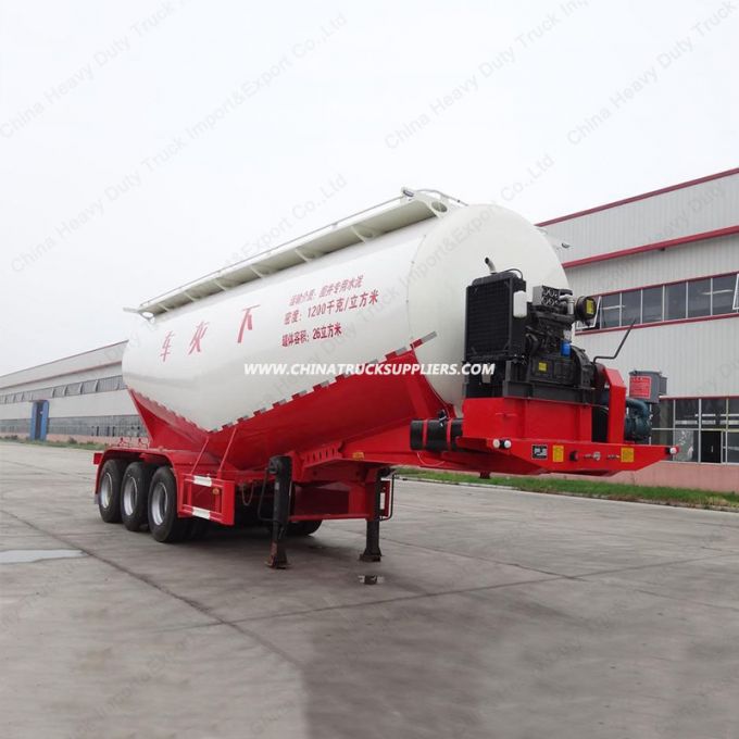 60 M3 Double Tyres Diesel Engine V Type Dry / Bulk / Powder Cement Tanker Semi Trailer 