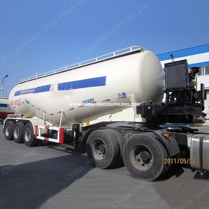 Fixed Compressor Flour Bulker 34m3 Three Axle Powder Material Transport Vehicle Pneumatic Bulk Cemen 