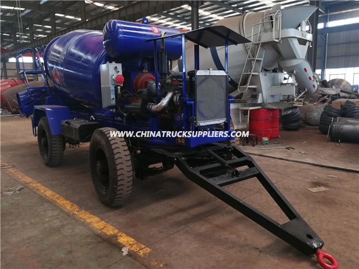 3m3 4m3 5m3 6m3 Trailer Mounted Concrete Mixer Semi Trailer for Sale with Engin 