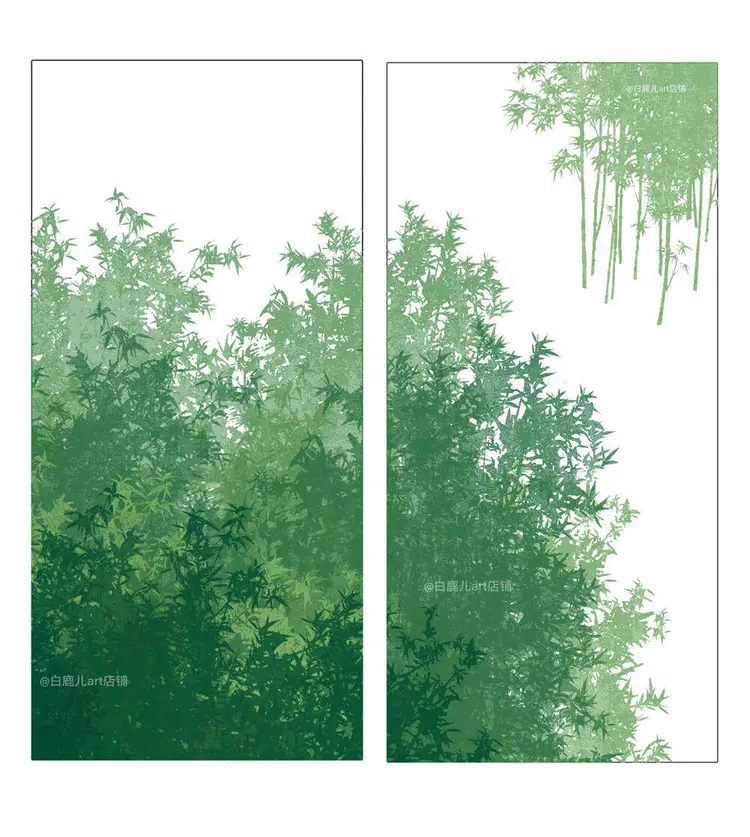 51款可商用procreate笔刷双色树林动态笔刷素材图片 5