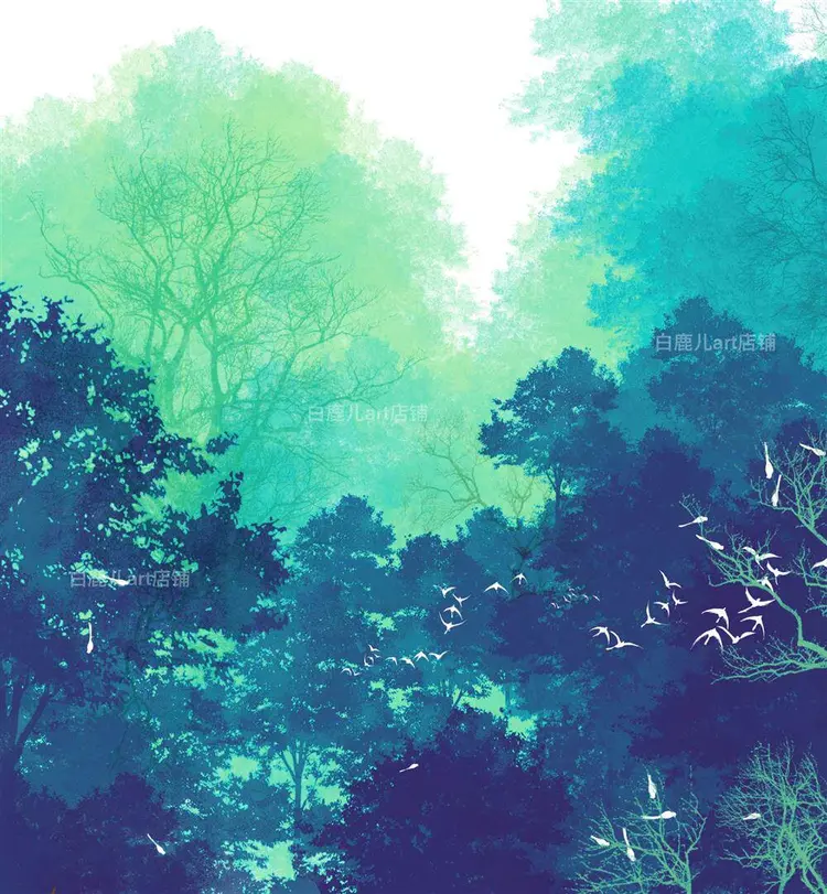 51款可商用procreate笔刷双色树林动态笔刷素材图片 6