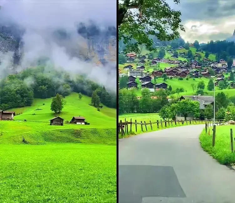 628款瑞士乡村山川小镇风景视频竖屏素材 第5张